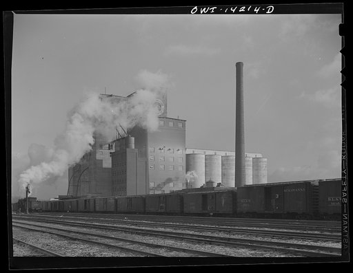 Untitled photo, possibly related to: Grain elevator and mill at a railroad siding of the Indiana Harbor Belt