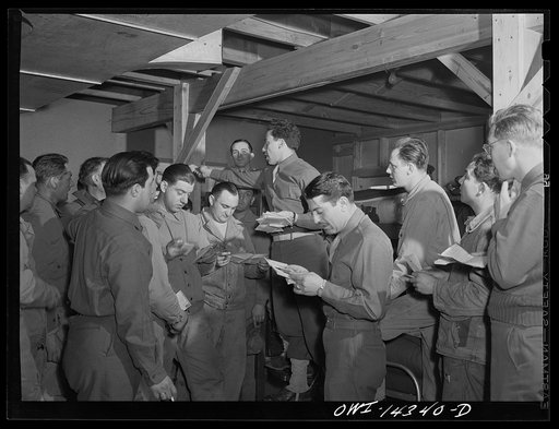 Fort Belvoir, Virginia. Mail call in the barracks