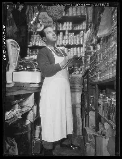 New York, New York. Italian grocery store owned by the Ronga brothers on Mulberry Street
