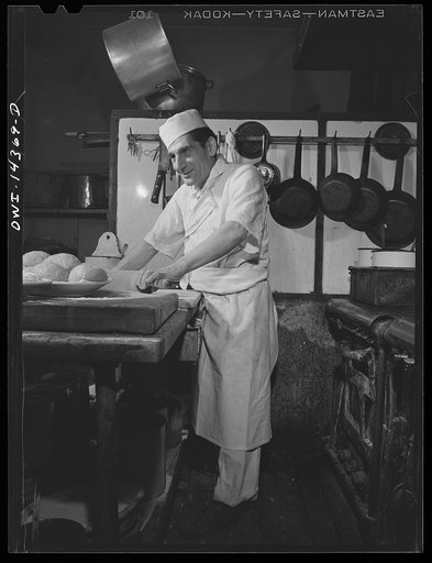 Untitled photo, possibly related to: New York, New York. Cook making ravioli in Marcobi's restaurant at 118 Mulberry Street