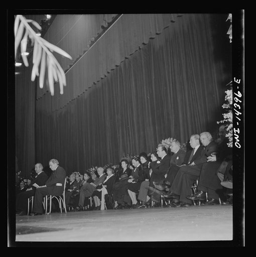 New York, New York. Prominent anti-fascist Italo-Americans made speeches, and sat on the stage in Manhattan Center at the funeral of Carlo Tresca, the Italian anarchist publisher of Il Martello, who was murdered on Fifth Avenue