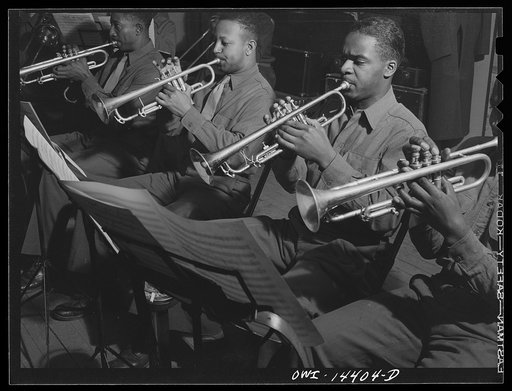 Fort Belvoir, Virginia. Part of the band rehearsing for a radio show