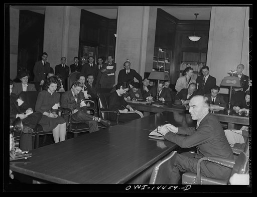 Untitled photo, possibly related to: Washington, D.C. Captain "Eddie" Rickenbacker at a press conference