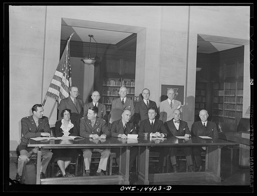 Washington, D.C. Captain "Eddie" Rickenbacker with officials of the United States Office of Education