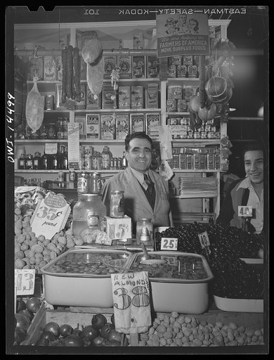 New York, New York. Italian grocer in the First Avenue market at Tenth Street