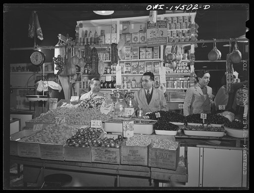 New York, New York. Italian grocer in the First Avenue market at Tenth Street