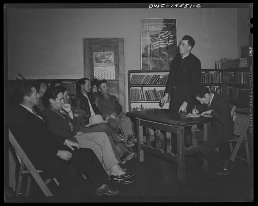 Untitled photo, possibly related to: Penasco, New Mexico. Parent-Teachers' Association meeting in the high school