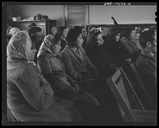 Untitled photo, possibly related to: Penasco, New Mexico. Parent-Teachers' Association meeting in the high school
