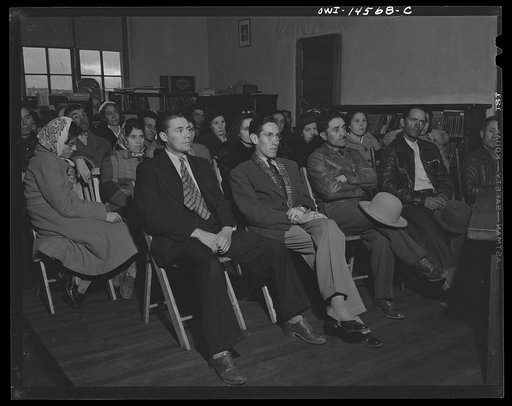 Untitled photo, possibly related to: Penasco, New Mexico. Parent-Teachers' Association meeting in the high school
