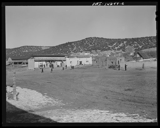 Trampas, Taos County, New Mexico. A Spanish-American village in the foothills of the Sangre de Cristo mountains dating back to 1700 which was once a sheep-raising center. Due to overgrazing and loss of range title, its inhabitants now work as migratory labor and at subsistence farming