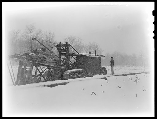 Pennsylvania section of the war emergency twenty-four inch pipeline to carry oil from Texas to eastern refineries, completed in July, 1943. Blackie Durham, government inspector. Mr Durham worked two years on the pipeline in Iraq