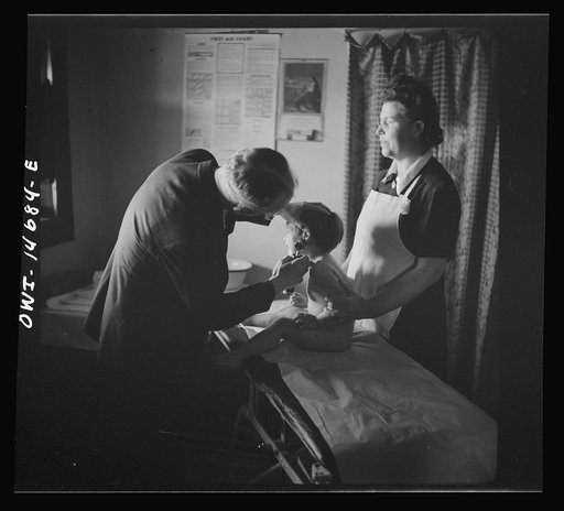 Untitled photo, possibly related to: Penasco, New Mexico. Doctor Onstine, seventy-seven year old country physician who makes clinic calls for the Taos County cooperative health association