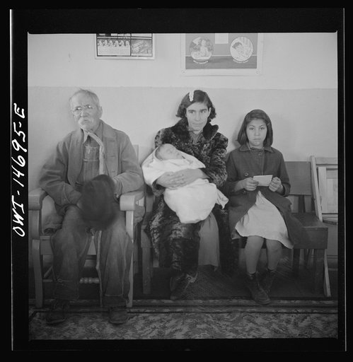 Untitled photo, possibly related to: Penasco, New Mexico. Waiting room of the clinic operated by the Taos County cooperative health association on well baby day