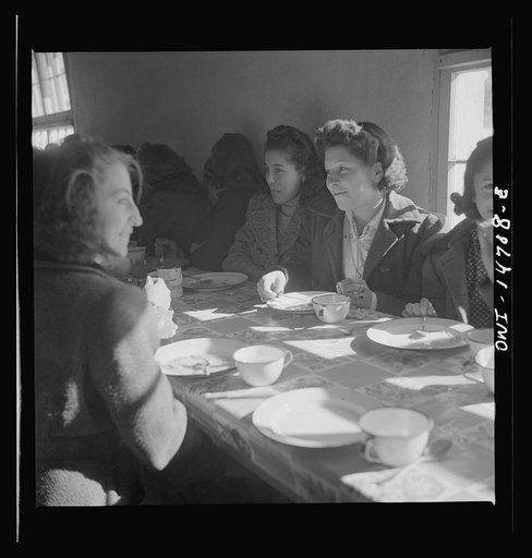 Untitled photo, possibly related to: Penasco, New Mexico. Hot lunch provided by community support at a grade and high school administered by the Roman Catholic church