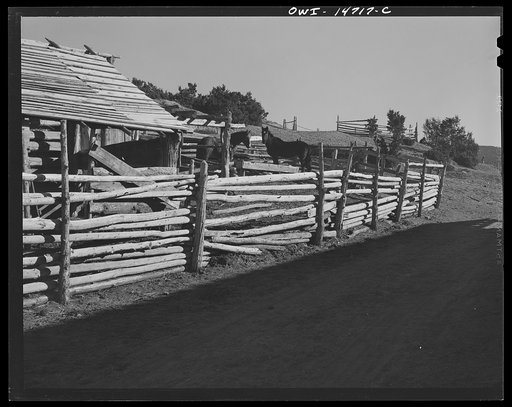 Ojo Sarco, New Mexico. Ojo Sarco valley is scattered with villages which have grown up around one family. The land is re-divided until its owners are forced to go elsewhere to make cash, while their families remain at home. The villagers gather poles for sheds and corrals in the high mountains, wher
