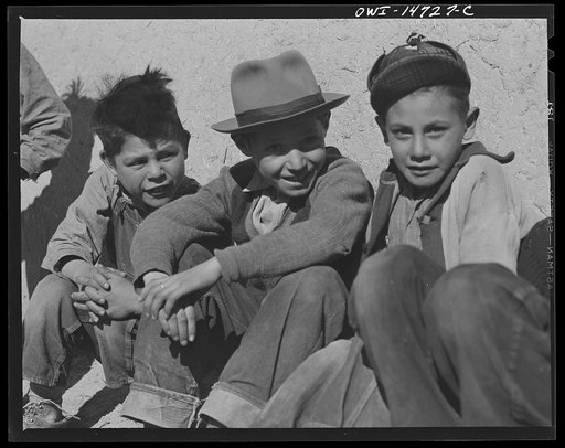 Ojo Sarco, New Mexico. One-room school in an isolated mountainous Spanish-American community, which has eight grades and two teachers. Boys during afternoon recess