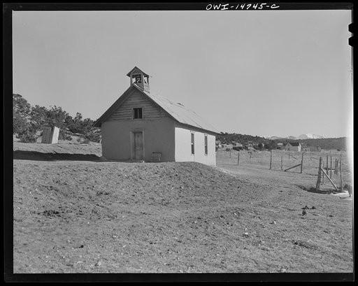 Ojo Sarco, New Mexico. One-room school in an isolated mountainous Spanish-American community