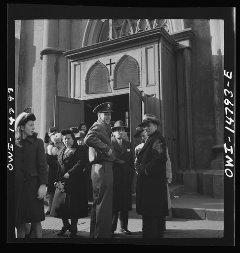 Untitled photo, possibly related to: New York, New York. Italian-American leaving Saint Patrick's church on Mulberry Street on Sunday morning