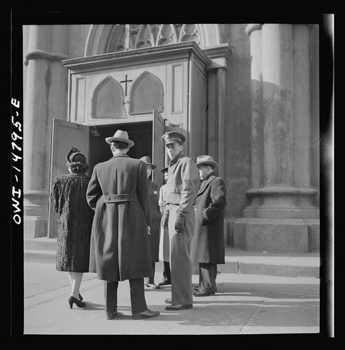 Untitled photo, possibly related to: New York, New York. Italian-American leaving Saint Patrick's church on Mulberry Street on Sunday morning