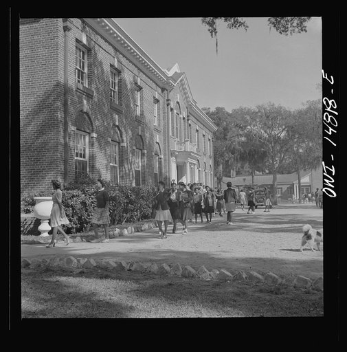 Daytona Beach, Florida. Bethune-Cookman College. Students leaving the White Hall building
