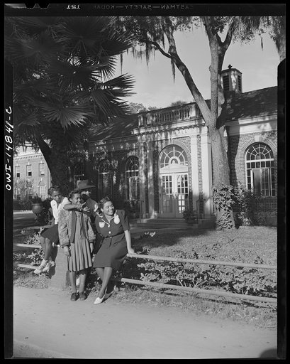 Daytona Beach, Florida. Bethune-Cookman College. Students in front of Faith Hall