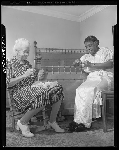 Daytona Beach, Florida. Bethune-Cookman College. Dr. Bethune and Mrs. Davis, a life-long friend, talking of the times when Dr. Bethune sold sweet potato pies to make a downpayment on the institution known now as Bethune-Cookman College