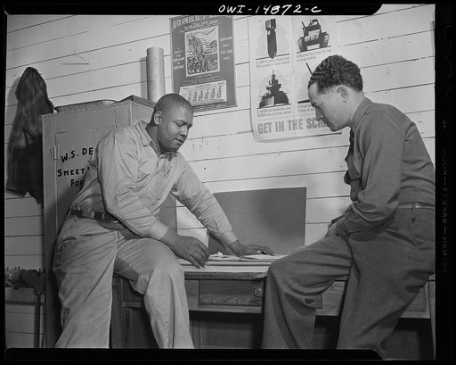 Daytona Beach, Florida. Bethune-Cookman College. Mr. Dean, sheet metal foreman, and Mr. Reese, operational officer, at the NYA (National Youth Administration) school