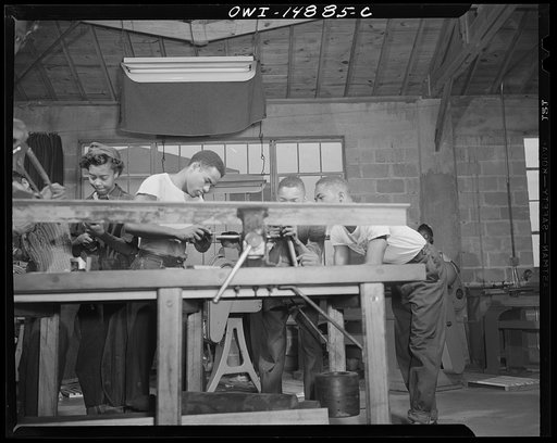 Untitled photo, possibly related to: Daytona Beach, Florida. Bethune-Cookman College. NYA (National Youth Administration) student training for a defense job