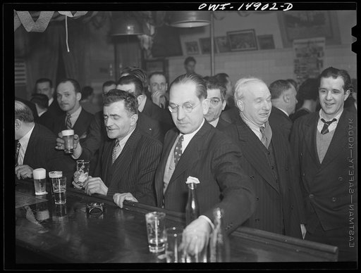 Untitled photo, possibly related to: New York, New York. Saturday night gathering of the members of the Venetia Giulia fraternity, an International Workers' Order section made up of Italians from the southern Austria. The organization gives them sickness insurance and other benifits. Drinking beer a
