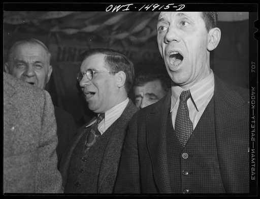 Untitled photo, possibly related to: New York, New York. Saturday night gathering of the members of the Venetia Giulia fraternity, an International Workers' Order section made up of Italians from the southern section of Austria. The organization gives them sickness insurance and other benefits. Aust