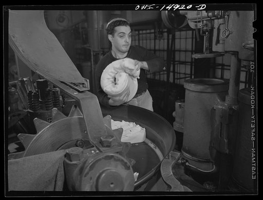 Untitled photo, possibly related to: Long Island City, New York. Atlantic Macaroni Company, makers of Caruso brand products. Spaghetti on drying racks