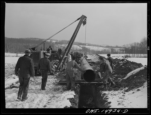 Pennsylvania section of the war emergency twenty-four inch pipeline to carry oil from Texas fields to eastern refineries, completed in July 1943