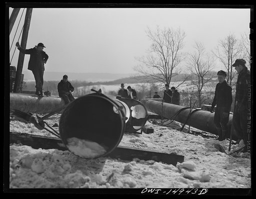 Pennsylvania section of the war emergency twenty-four inch pipeline to carry oil from Texas to eastern refineries, completed in July 1943