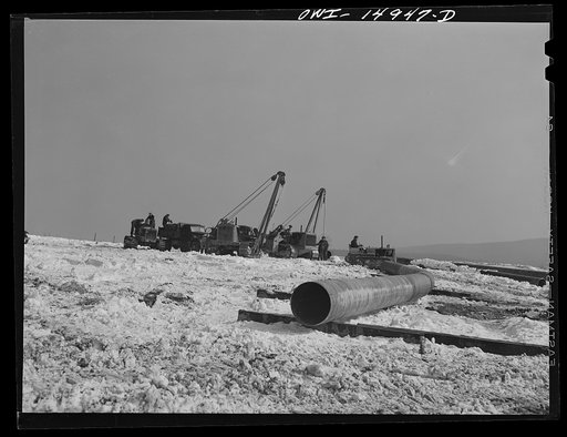 Pennsylvania section of the war emergency twenty-four inch pipeline to carry oil from Texas fields to eastern refineries, completed in July 1943
