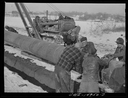 Pennsylvania section of the war emergency twenty-four inch pipeline to carry oil from Texas fields to eastern refineries, completed in July 1943