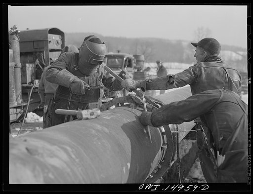 Pennsylvania section of the war emergency twenty-four inch pipeline to carry oil from Texas fields to eastern refineries, completed in July 1943
