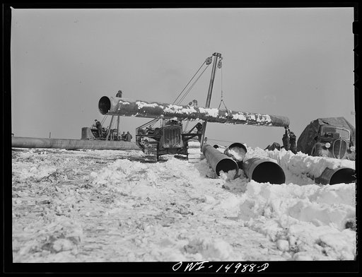 Pennsylvania section of the war emergency twenty-four inch pipeline to carry oil from Texas fields to eastern refineries, completed in July 1943