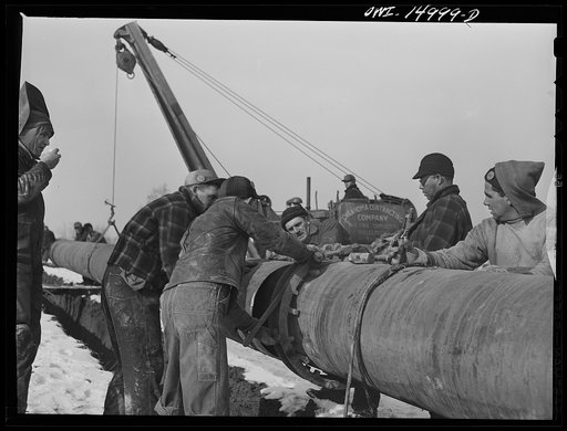 Pennsylvania section of the war emergency twenty-four inch pipeline to carry oil from Texas fields to eastern refineries, completed in July 1943