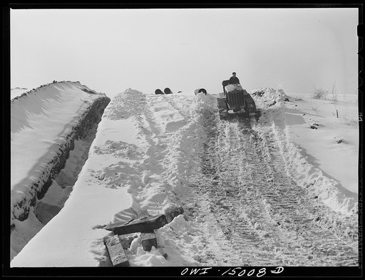 Pennsylvania section of the war emergency twenty-four inch pipeline to carry oil from Texas fields to eastern refineries, completed in July 1943. Pipeline going through hilly country