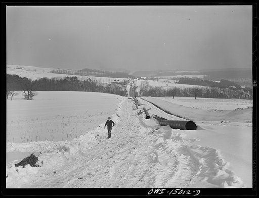 Pennsylvania section of the war emergency twenty-four inch pipeline to carry oil from Texas fields to eastern refineries, completed in July 1943