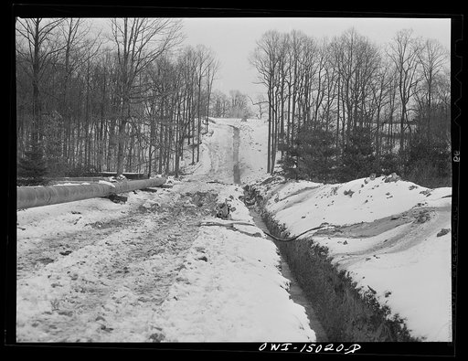 Pennsylvania section of the war emergency twenty-four inch pipeline to carry oil from Texas fields to eastern refineries, completed in July 1943
