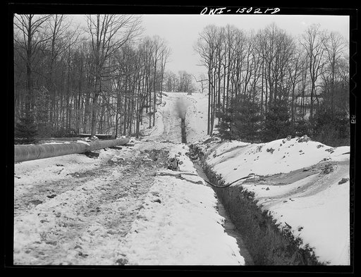 Pennsylvania section of the war emergency twenty-four inch pipeline to carry oil from Texas fields to eastern refineries, completed in July 1943