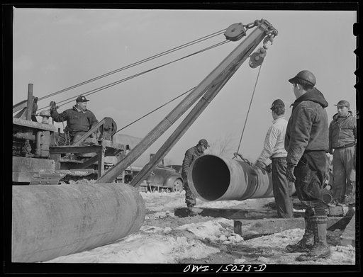 Pennsylvania section of the war emergency twenty-four inch pipeline to carry oil from Texas fields to eastern refineries, completed in July, 1943
