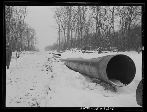 Pennsylvania section of the war emergency twenty-four inch pipeline to carry oil from Texas fields to eastern refineries, completed in July, 1943