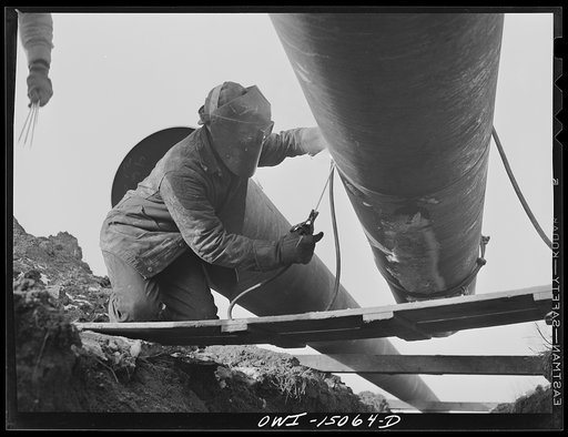 Pennsylvania section of the war emergency twenty-four inch pipeline to carry oil from Texas fields to eastern refineries, completed in July, 1943