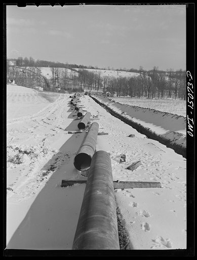 Pennsylvania section of the war emergency twenty-four inch pipeline to carry oil from Texas fields to eastern refineries, completed in July, 1943