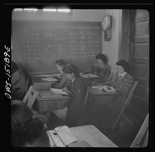 Penasco, Taos County, New Mexico. Domestic science class in a high school which is supported by the state but administered by the Roman Catholic Church