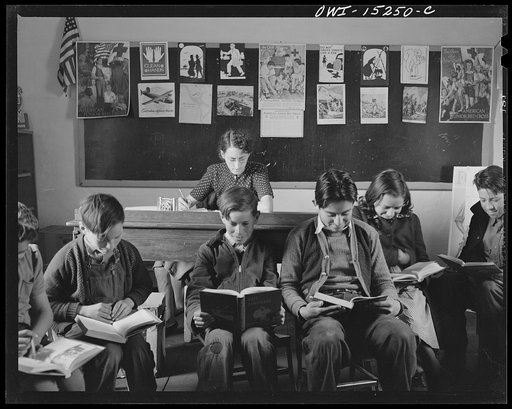 Untitled photo, possibly related to: Trampas, New Mexico. Grade school