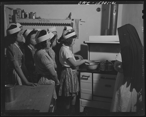 Penasco, New Mexico. Domestic science class in a high school supported by the state, but administered by the Catholic Church