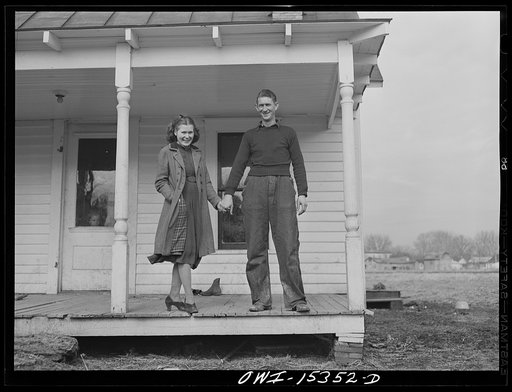 Rio Grande, Ohio. Mr. and Mrs. Reed Hall at their new home on a 500 acre dairy farm in Gallia County, Ohio. Mr. Hall was placed on this farm after attending the farm labor training school at Rio Grande College, Ohio